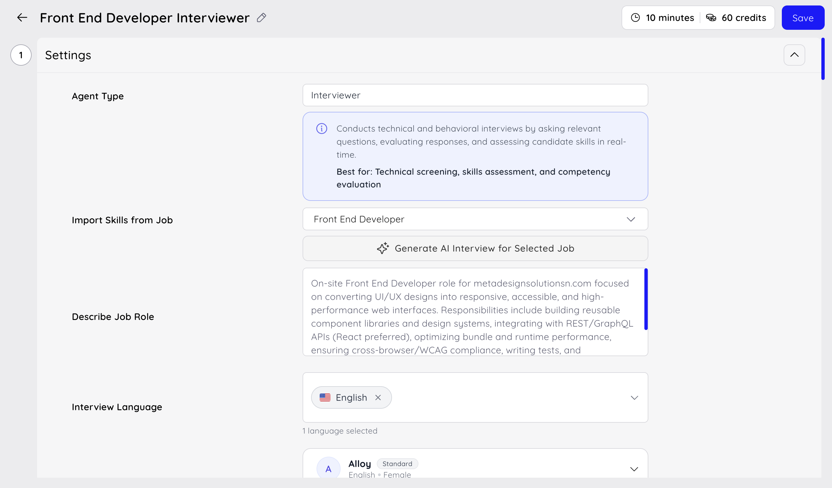 Intelligent Interview Setup
